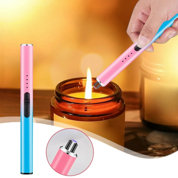 Iuhan USB Rechargeable Lighter, Electronic Candle Lighter Windproof Flameless Arc Lighter With Safety Lock, Kitchen Home Camping Fire Starter for Fireplace Grill Candle