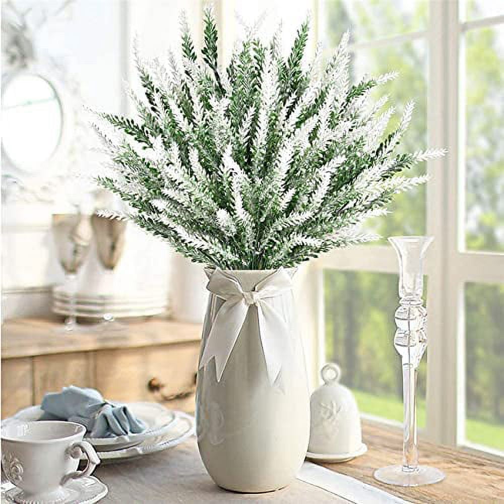 GRNSHTS Artificial Lavender Flowers 8pcs Fake Plants with Faux Plastic Wedding Bouquet for Home Party Wedding Balcony Garden Patio Outdoor Decoration (White,16pcs)