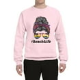 thumbnail image 3 of Wild Bobby, Messy Bun BeachLife | Cool Neon Leopard Print Bandana | Sunglasses Vaction Beach Paradise Fashion Unisex Crewneck Sweatshirt, Light Pink, S, 3 of 5