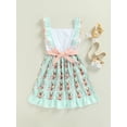 thumbnail image 4 of Bagilaanoe Little Girl Easter Dress Cartoon Rabbit Print Fly Sleeve A-line Dresses 4T 5T 6T 7T 8T 9T Kids Casual Swing Sundress, 4 of 9