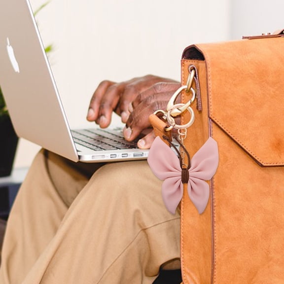 HONMEET Butterfly Keychain 1Pcs Multi Color Pu Leather Metal Key Attachment Bag Charm For Women Handbag Ornament