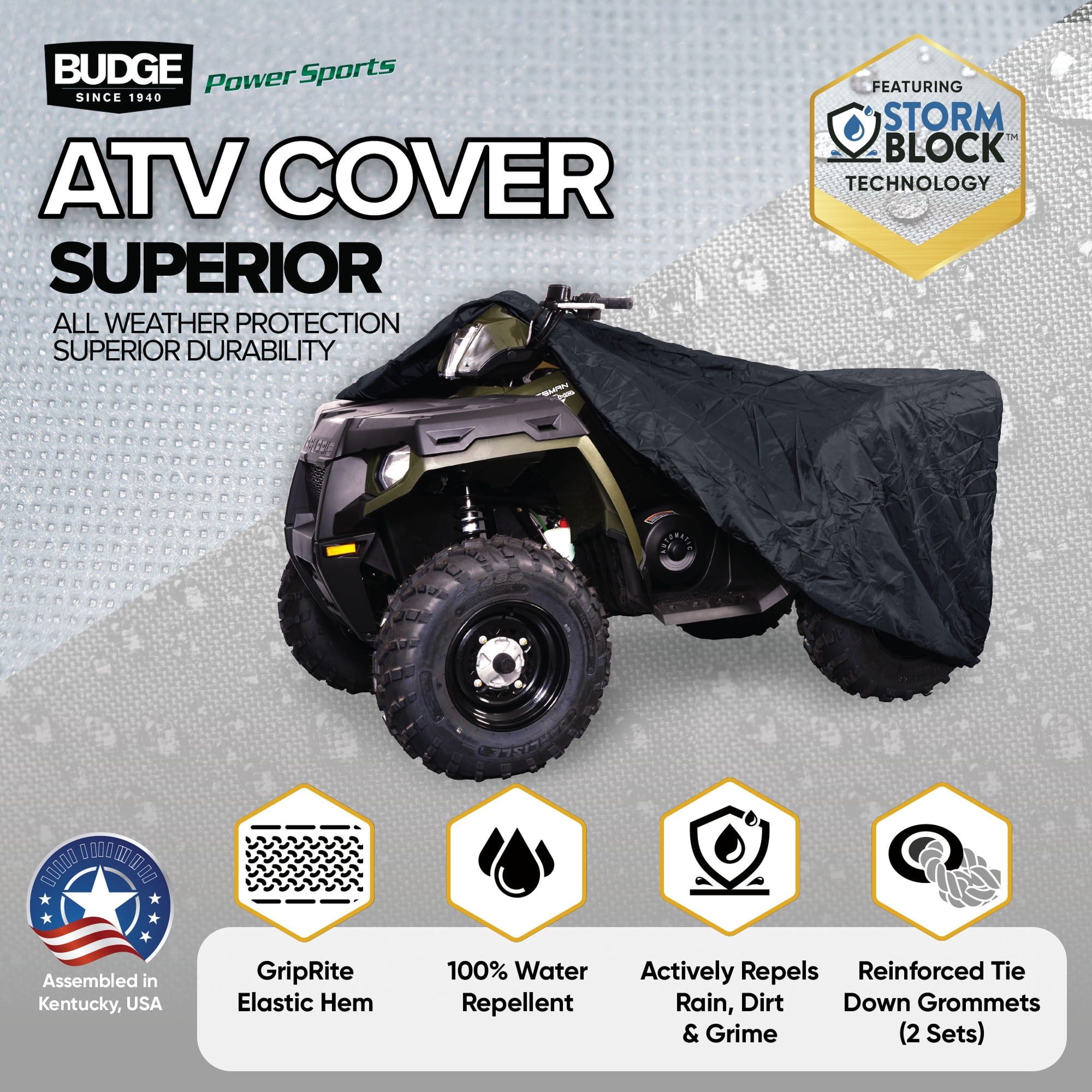 (2 pack) Budge StormBlock ATV Cover, Heavy-Duty All Weather Protection, Breathable, Tear & Rust Resistant ATV Cover, Fits ATVs up to 87" Long