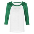 thumbnail image 4 of Plebaso Chemises à Manches 3/4 pour Femmes, Blouses Décontractées à Col Rond, T-Shirts Amples à Blocs de Couleur et Patchwork, 4 of 6