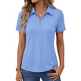 thumbnail image 2 of WULMLEO Womens Golf Polo Shirts Summer Short Sleeve 1/4 Zip Tops Moisture Wicking Casual Tennis Activewear with Pockets Blue M, 2 of 4