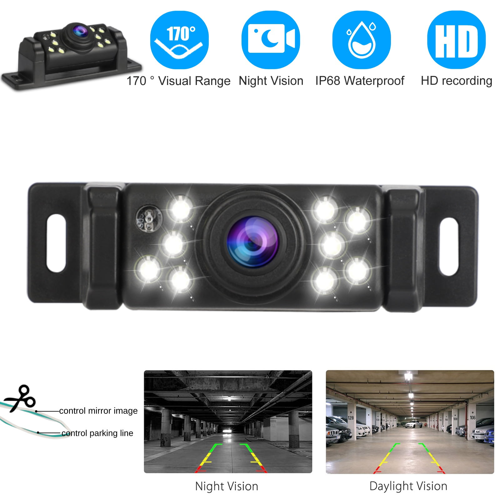 8 LED Car Rear View Camera Auto Parking Reverse Backup Camera Night Vision BP