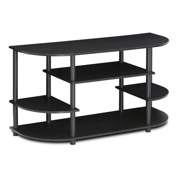 Maklaine Wood Corner TV Stand for TV up to 46" in Espresso/Black