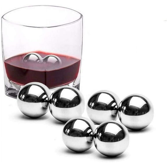 6Pcs Stainless Steel Ice Cubes Cooling Ball Whiskey Stones Reusable Metal Ice Cubes for Whiskey, Bourbon, Scotch, Vodka, Liqueurs, Beer Wine, Whiskey Rocks Chilling Stones.
