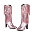 thumbnail image 7 of Fashionable Women's Mid-Calf Boots with Glittery Pointed Toe and Heel Featuring Fringe Tassel Design for Ladies, 7 of 7
