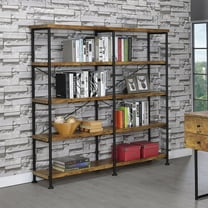 DeeHome Antique Nutmeg and Black Double-Wide Bookcase