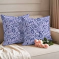 thumbnail image 2 of Purple Navy Blue Outdoor Waterproof Pillow Covers, Retro Botanical Abstract Art Decorative Square Throw Pillowcase Sofa Cushion Sham for Patio/Couch/Chair, 18"x18" 2 Pack, 2 of 8