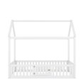 thumbnail image 2 of Euroco Twin Size Low House Bed with Fence and Door, White, 2 of 11