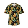 thumbnail image 2 of Xecao Sunflowers And Bird print Hawaiian shirt - a stylish short-sleeve button-down for men, perfect for casual beach and tropical outings., 2 of 9
