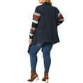 thumbnail image 3 of DARING DIVA Plus Size Striped Open Front Knit Cardigan Sweaters Shrugs 4X Navy Blue, 3 of 7