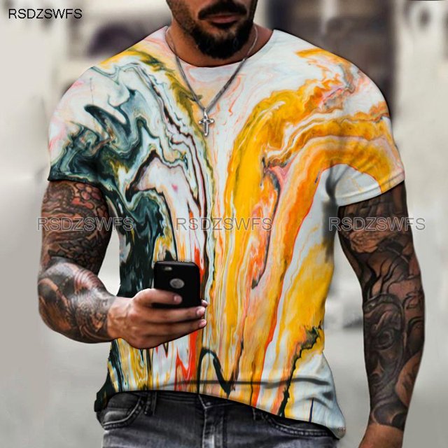 2024 Summer Men's New Short-sleeved 3D Printing Technology Round Neck Design Fashionable T-shirt With Free