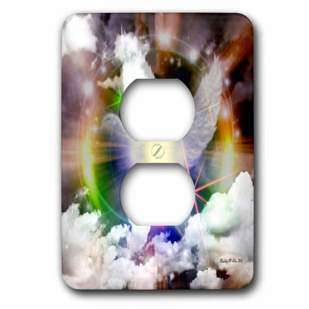 Dove Bird Saddle Plug - 3dRose Transcending Spiritual Light - Bird - Dove Art - 2 Plug Outlet Cover (lsp_6561_6)