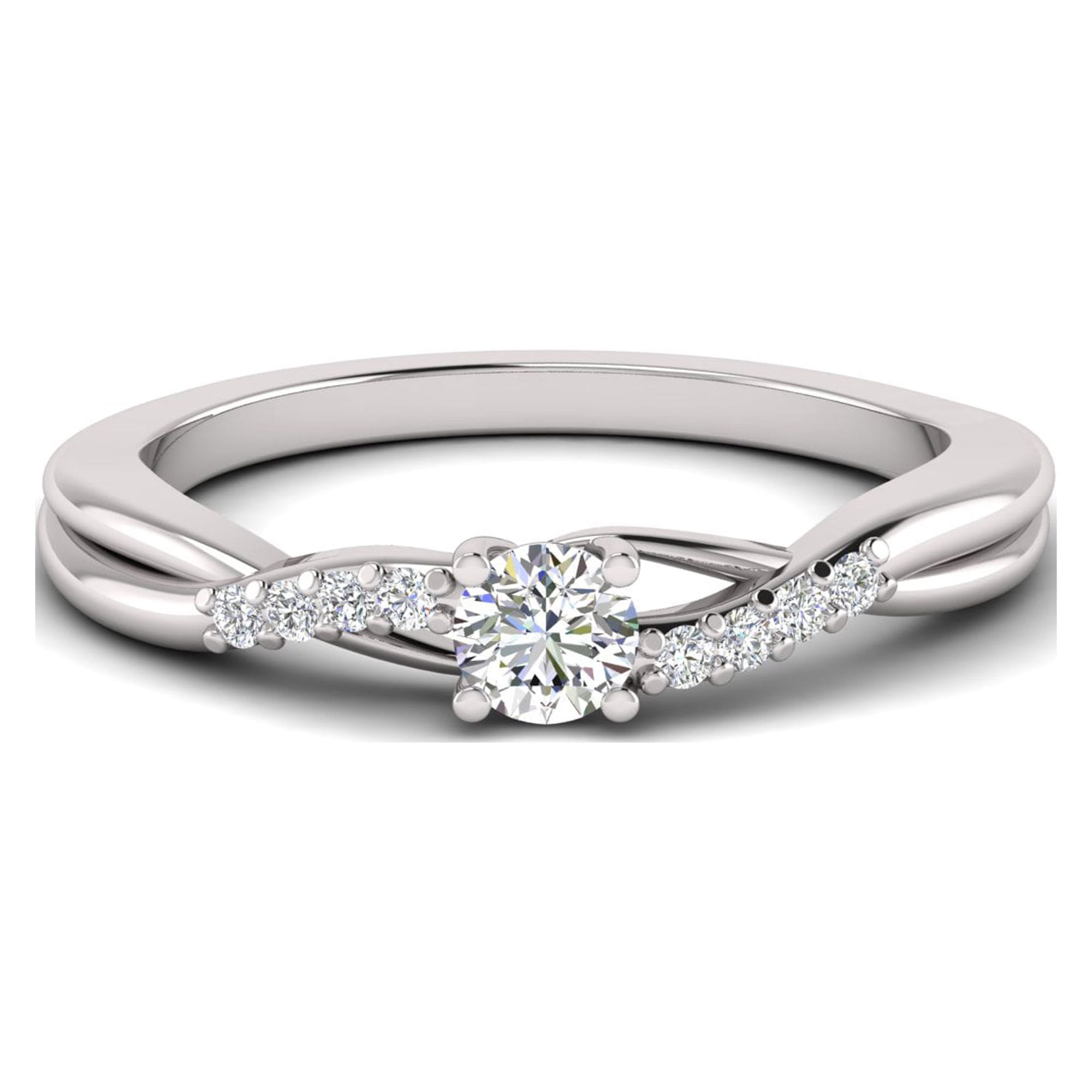 1/2 Carat TW Women's Diamond Halo Engagement Rings in 10k White Gold