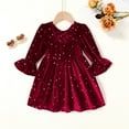 thumbnail image 3 of Younger Tree Christmas Dresses for Toddler Baby Girls Fall Winter Long Sleeve Velvet Dresses Princess Party Outfits Clothes for 18-24 Months, 3 of 5