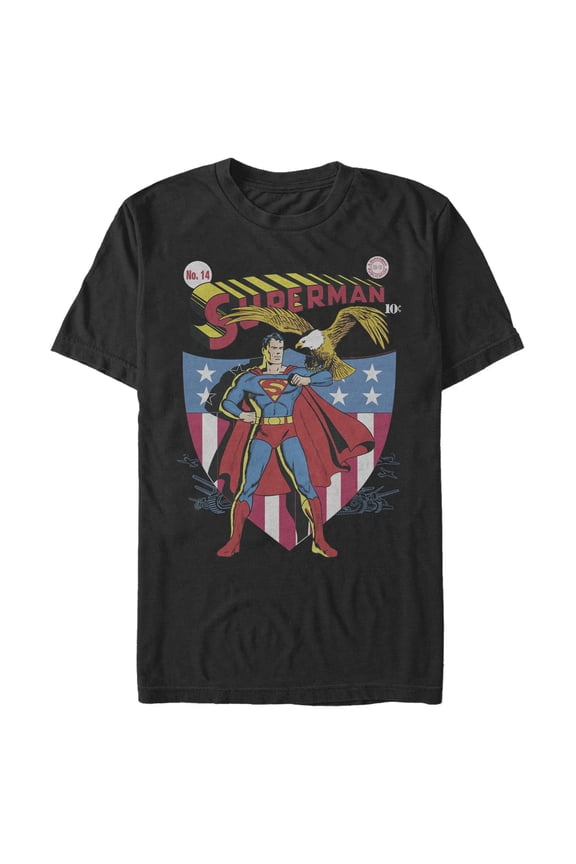 Men's Superman American Hero  Graphic Tee Black Large