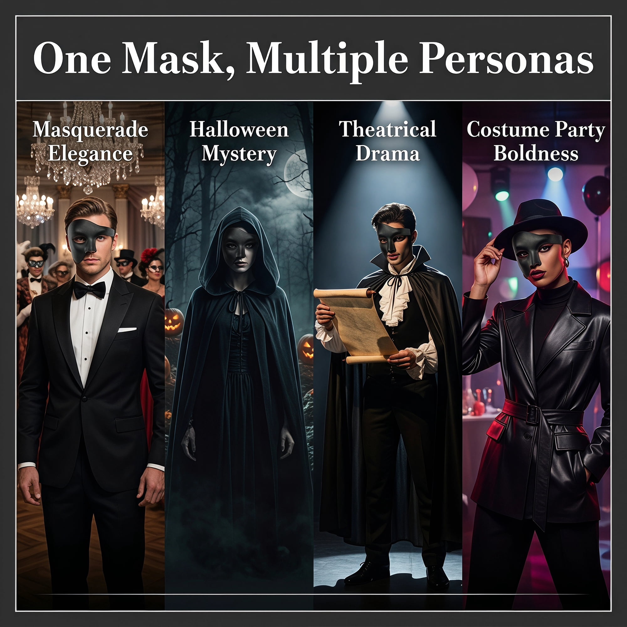 Unique Bargains Masquerade Plastic Half Face Mask for Halloween Costume Black 7.1" x 5.1"