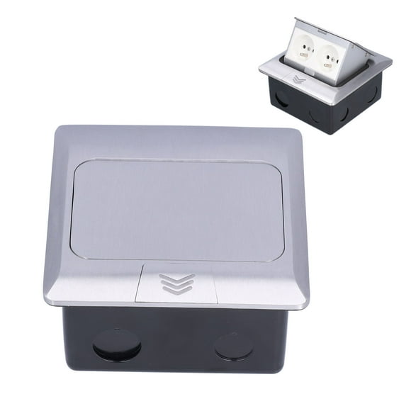 IP40 Waterproof Embedded Floor Socket with Aluminum Alloy Panel, Flame Retardant PC Back Box, 250V/16A, Double Protection Design for Office, Residence, Mall & Factory - Model J28 (Includes Protective