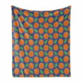 thumbnail image 1 of Orange Soft Flannel Fleece Throw Blanket, Graphic Ripe Citrus Fruit Pattern with Green Leaves on Blue Background, Cozy Plush for Indoor and Outdoor Use, 70" x 90", Orange Blue and Green, by Ambesonne, 1 of 6