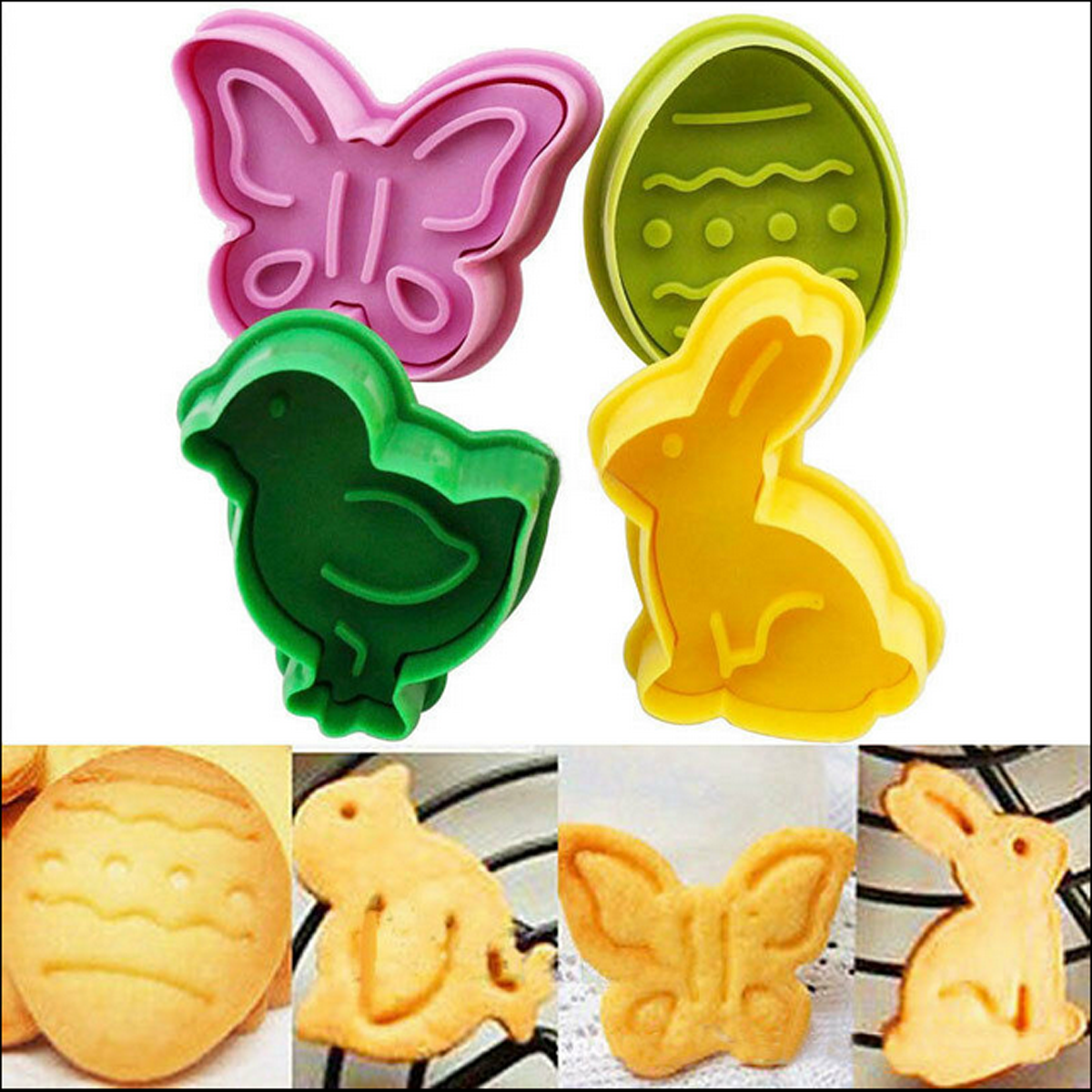Bunnies and Carrot Happy Easter 6 pc Set Cookie Cutters  Egg