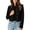 Black, variant on DeHolifer Women's Denim Jacket Collarless Solid Color Button Down Cropped Length Casual Jean Jacket Beige XXL