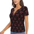 thumbnail image 2 of Wukai Red Snake Casual V-Neck Graphic Tees for Women: Lightweight and Breathable Summer Tops with Stylish Design-X-Large, 2 of 8