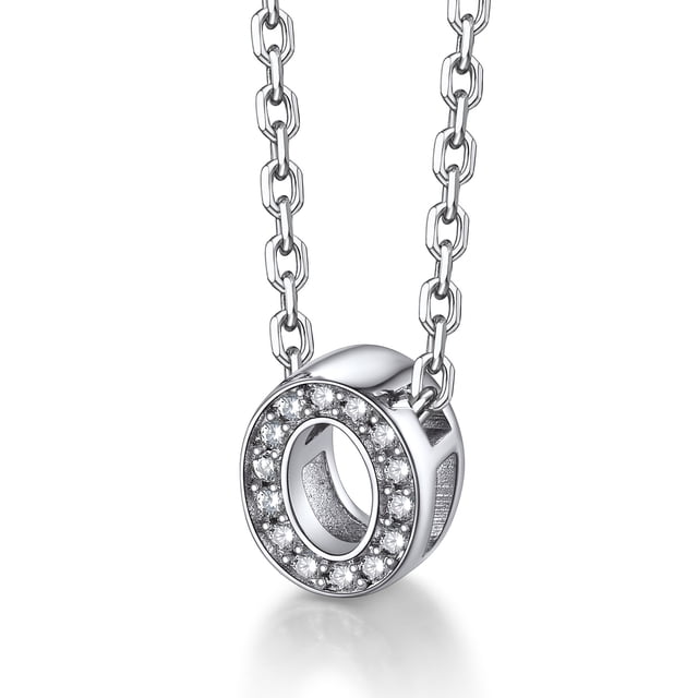 Collar inicial de plata esterlina Silvora con circonita cúbica letra O para mujeres