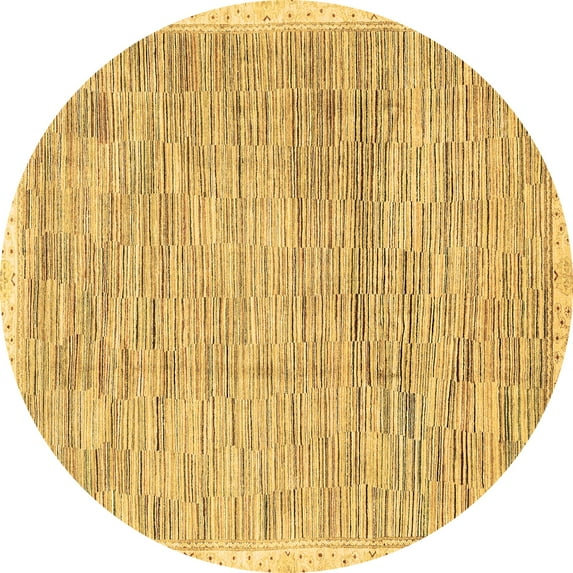 Ahgly Company Indoor Round Abstract Brown Modern Area Rugs, 5' Round