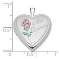 thumbnail image 4 of Sterling Silver Polished & Satin 20mm Enameled Rose Mis Quince Heart Locket Charm Pendant, 4 of 5