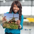 thumbnail image 4 of 3dRose, Windmills. North Holland. ZaanseSchans. Kalverpolderpad. Netherlands., 15x15 Wall Clock, 4 of 8
