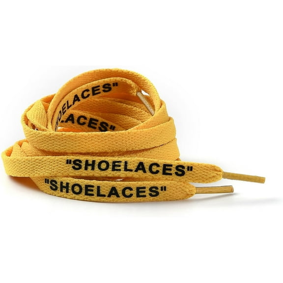 4Pcs Polyester Flat Shoelace Flat Sneaker Shoe String with Word for Adults Gold 1200x9x1.5mm