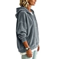 thumbnail image 6 of Womens Velvet Hoodies Tops Shirts Oversized Long Sleeve Drawstring Pullovers Lounge Velour Shirts for Travel, 6 of 9
