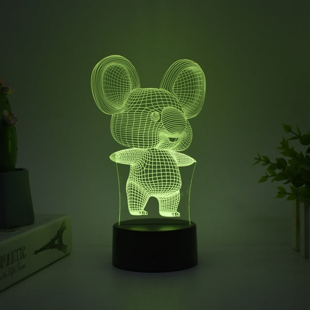 Luz nocturna LED 3D con animales koalas que cambian de color para niños