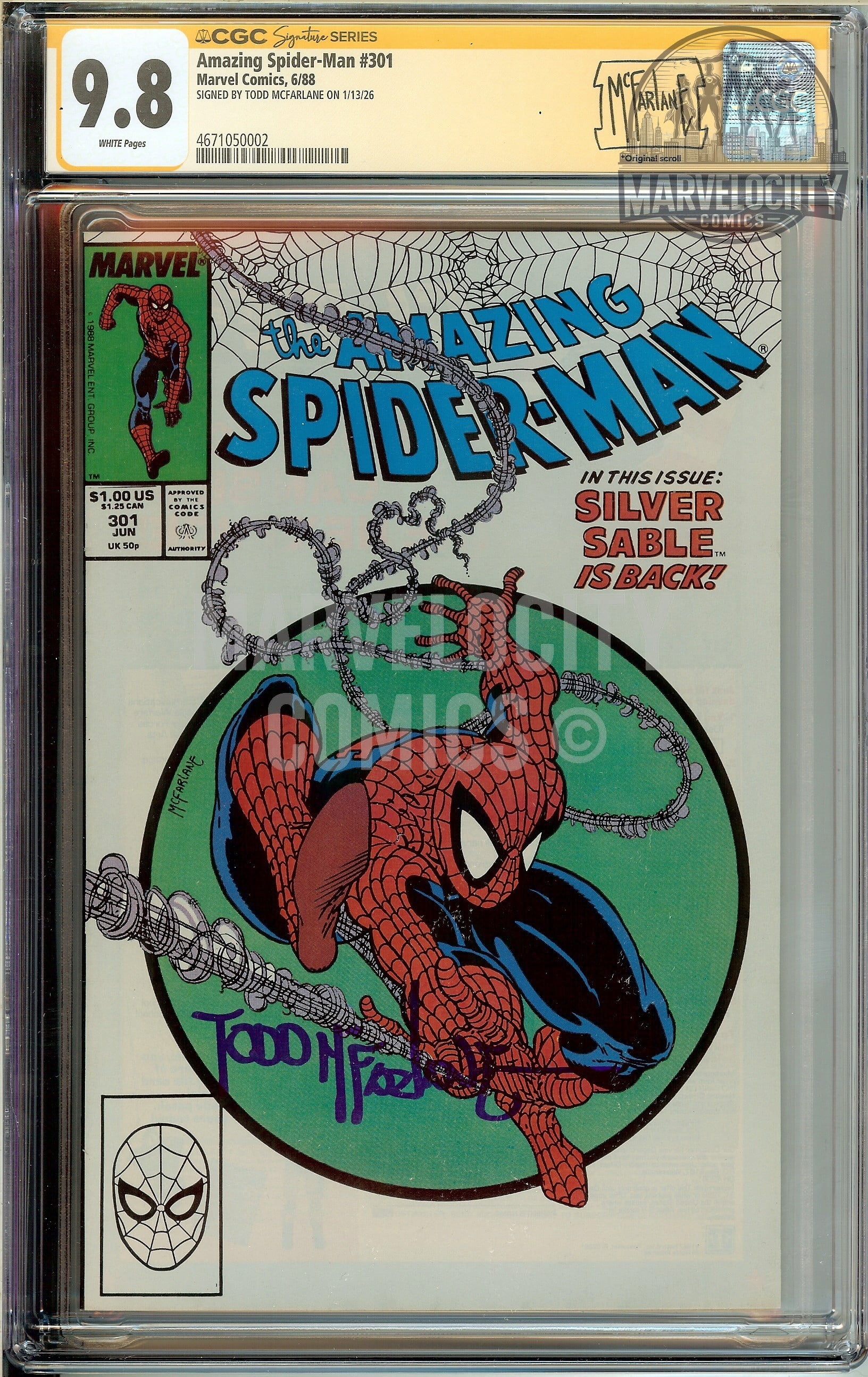 Amazing Spider-Man #301 CGC 9.8 Signed McFarlane 4671050002