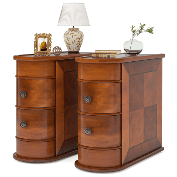 1pc Solid Wood Bedroom Bedside Table with 2 Storage Drawers | Solid Wood Side Table, Suitable for Living Room And Bedroom | Finished Product No Assembly Required