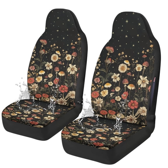 POLERO Polyester Automobile Seats Protector Pad Mat for Automotive, Washable Interior Decor Car Seat Covers, Flowers Design