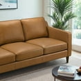 thumbnail image 6 of Mid Century Modern Tan Leather Sofa: Organic Leather, Solid Wood, Easy to Clean for Kids & Pets, 6 of 10