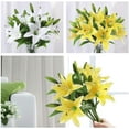 thumbnail image 3 of 8Pcs Artificial Tiger Lily Flower Bouquet Fake Latex Lilies Flower Bulk for Home Wedding Indoor Outdoor Table Decor (Yellow), 3 of 9