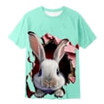 thumbnail image 4 of Huowey Toddler Girls Easter Bunny Shirts Cute Graphic Short Sleeve Crewneck Loose Relaxed Fit T Shirts For Boys Colorful Holiday Graphic Tees Soft Casual Kids Top Truck dailywear,Mint Green,6-7 Years, 4 of 4