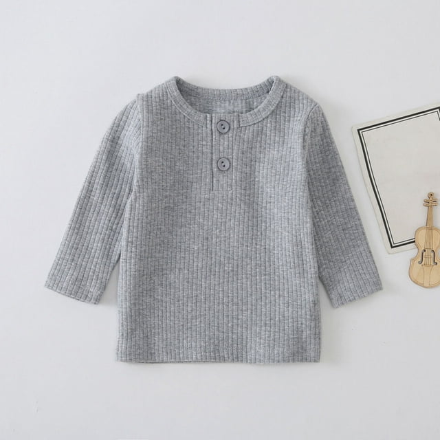 RXIRUCGD FashionBoys And Girl' Casual Round Neck Long Sleevedsolid Color Long Sleeved Top, Gris, Taille : 1 An