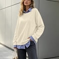 thumbnail image 6 of Mifsaly Womens Sweatshirt Fake Two Piece Layered Look Sweatshirts Striped Patchwork Work Office Pullover Tops Beige,L, 6 of 9
