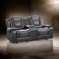 thumbnail image 6 of Istro 76 Inch Manual Recliner Loveseat- Cupholder Console Gray Faux Leather, 6 of 7