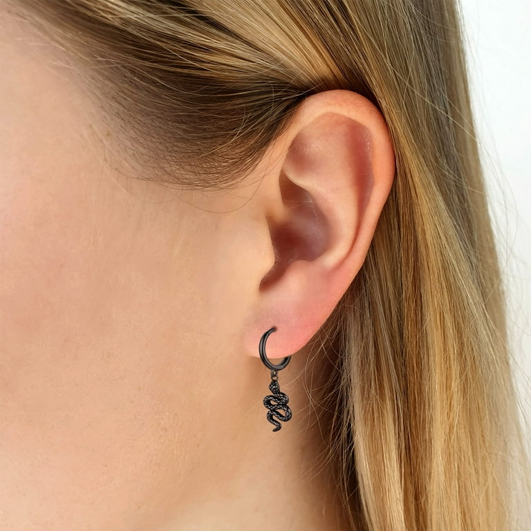 Black Hoops Earrings for Women Goth Earings Mens Black Earrings