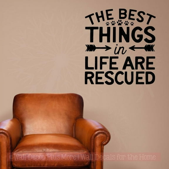 Best Things Are Rescued Dog Wall Décor Stickers Quote Art Vinyl Decals 21.5x23-Inch Black