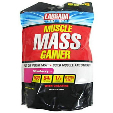 Labrada Nutrition Muscle Mass Gainer, Strawberry, 12