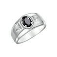 thumbnail image 3 of RYLOS Men's Rings Sterling Silver Classic 7X5MM Oval Gemstone & Diamond Ring Onyx October Birthstone Rings For Men, Men's Rings, Silver Rings, Size 9, 3 of 7