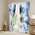thumbnail image 3 of Erosebridal Watercolor Daisy Curtains Chic Flower Floral Blackout Curtains Women, Watercolor Oil Painting Curtains & Drapes Ombre Gradient Bedroom Curtains, Navy Blue Window Treatments, 3 of 5