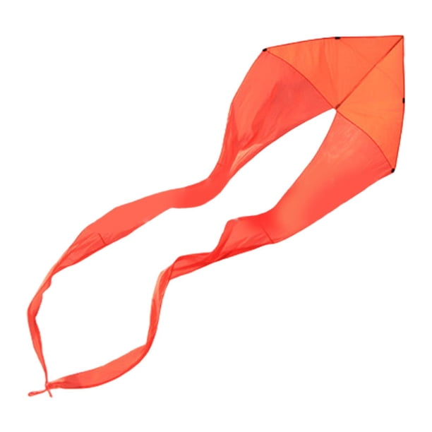 Cometa triangular Cometa fantasma plegable con cola larga Resistente al desgarro Juguetes para exteriores Naranja